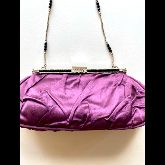 Alberta Ferretti Silk Bag w/ Embellished Chain EUC Coquette Girl Ruching